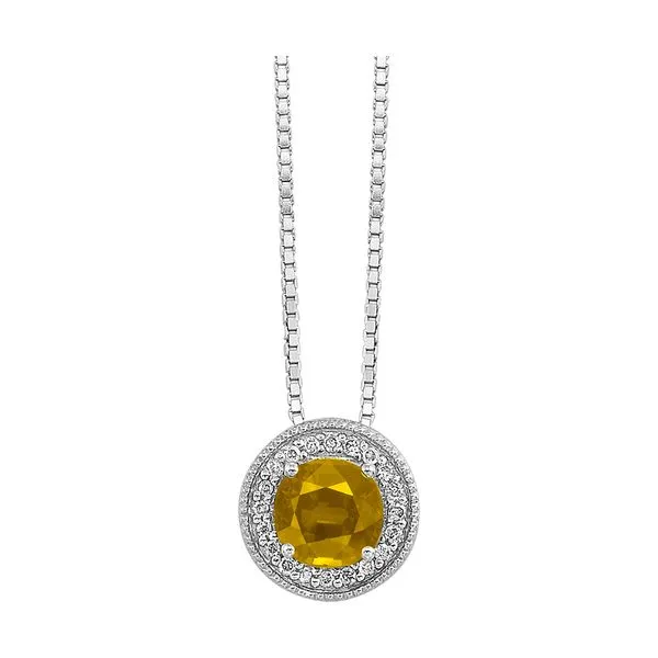 Silver Diamond 1/20Ctw & Citrine 1/2Ctw Pendant Valentine's Fine Jewelry Dallas, PA