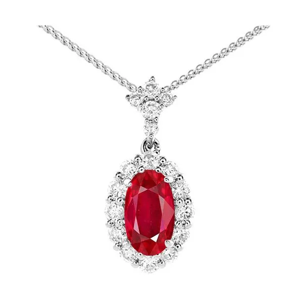 14Kt White Gold Diamond 1/2Ctw & Ruby 1Ctw Pendant Valentine's Fine Jewelry Dallas, PA