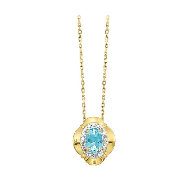 10Kt Yellow Gold Diamond 1/20Ctw & Aquamarine 3/8Ctw Pendant SIERRA MOON Auburn, CA