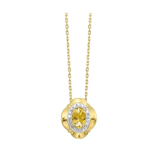 10Kt Yellow Gold Diamond 1/20Ctw & Citrine 3/8Ctw Pendant Rasmussen Jewelers Spanish Fork, UT