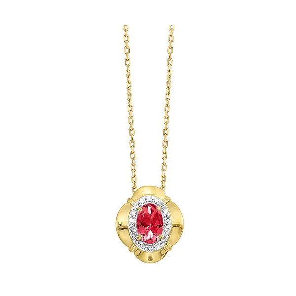 10Kt Yellow Gold Diamond 1/20Ctw & Garnet 1/2Ctw Pendant Rasmussen Jewelers Spanish Fork, UT