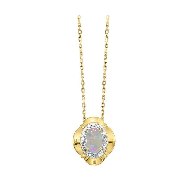 10Kt Yellow Gold Diamond 1/20Ctw & Opal 1/2Ctw Pendant Arlene's Fine Jewelry Vidalia, GA