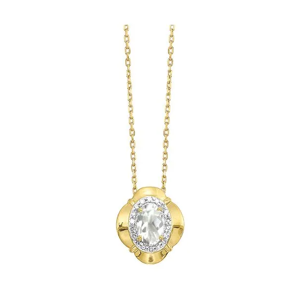 10Kt Yellow Gold Diamond 1/20Ctw & White Topaz 1/2Ctw Pendant Collard Jewelers League City, TX