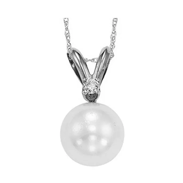 14Kt White Gold Diamond 1/50Ctw & Pearl Pendant Pfaff Jewelers Grandville, MI
