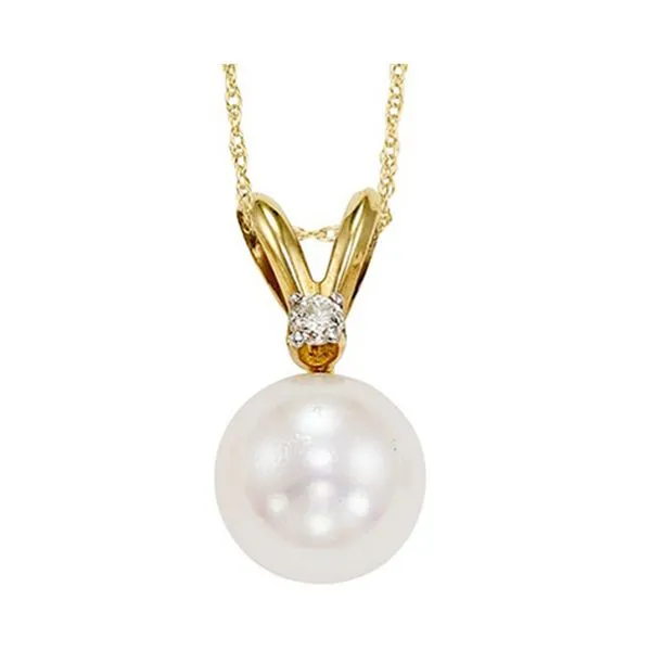 14Kt Yellow Gold Diamond 1/50Ctw & Pearl Pendant Pfaff Jewelers Grandville, MI