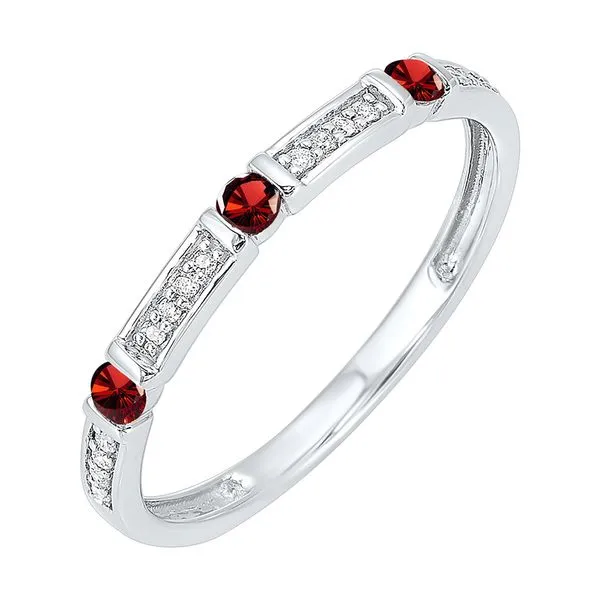 10Kt White Gold Diamond 1/20Ctw & Garnet 1/8Ctw Ring SIERRA MOON Auburn, CA
