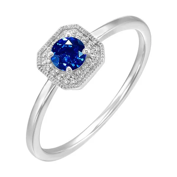10Kt White Gold Diamond 1/12Ctw & Created Sapphire 3/4Ctw Ring Pfaff Jewelers Grandville, MI