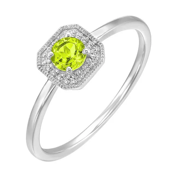 10Kt White Gold Diamond 1/12Ctw & Peridot 1/2Ctw Ring Pfaff Jewelers Grandville, MI