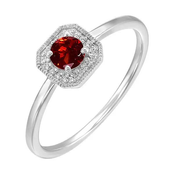 10Kt White Gold Diamond 1/12Ctw & Garnet 5/8Ctw Ring Pfaff Jewelers Grandville, MI