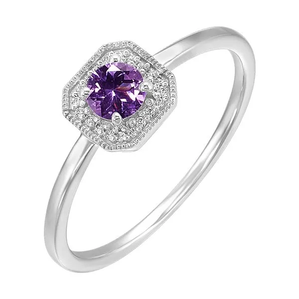 10Kt White Gold Diamond 1/12Ctw & Amethyst 3/8Ctw Ring Pfaff Jewelers Grandville, MI