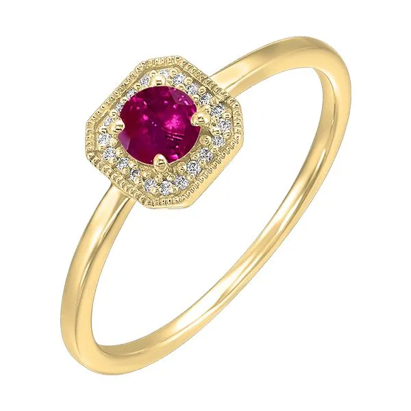 10Kt Yellow Gold Diamond 1/12Ctw & Created Ruby 3/4Ctw Ring SIERRA MOON Auburn, CA