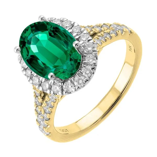 14Kt White Yellow Gold Diamond 3/4Ctw & Emerald 1 5/8Ctw Ring Pfaff Jewelers Grandville, MI