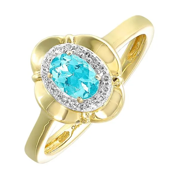 10Kt Yellow Gold Diamond 1/20Ctw & Aquamarine 3/8Ctw Ring Pfaff Jewelers Grandville, MI