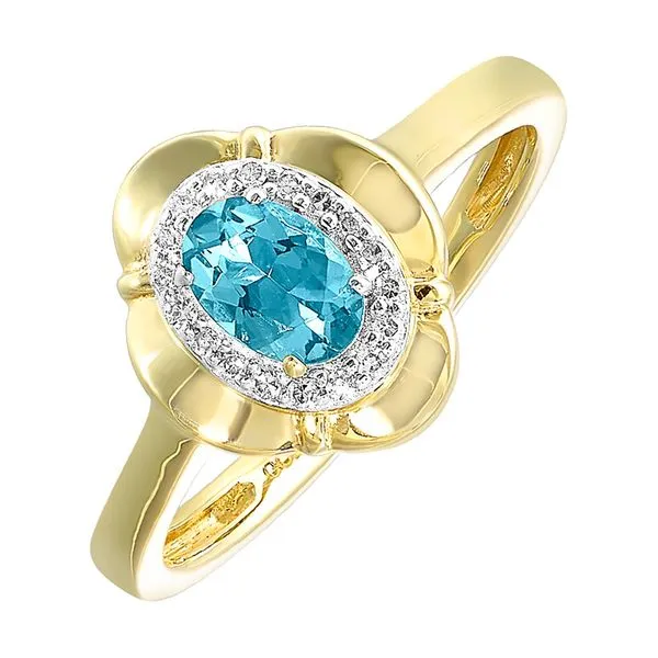 10Kt Yellow Gold Diamond 1/20Ctw & Blue Topaz 5/8Ctw Ring Rasmussen Jewelers Spanish Fork, UT