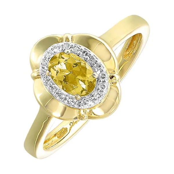 10Kt Yellow Gold Diamond 1/20Ctw & Citrine 3/8Ctw Ring Rasmussen Jewelers Spanish Fork, UT