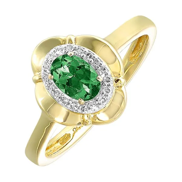 10Kt Yellow Gold Diamond 1/20Ctw & Emerald 3/8Ctw Ring Pfaff Jewelers Grandville, MI