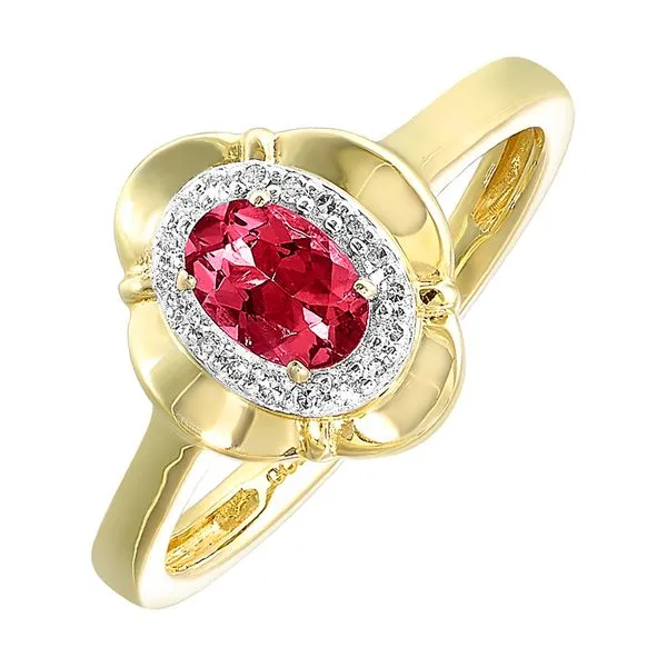 10Kt Yellow Gold Diamond 1/20Ctw & Garnet 1/2Ctw Ring Pfaff Jewelers Grandville, MI