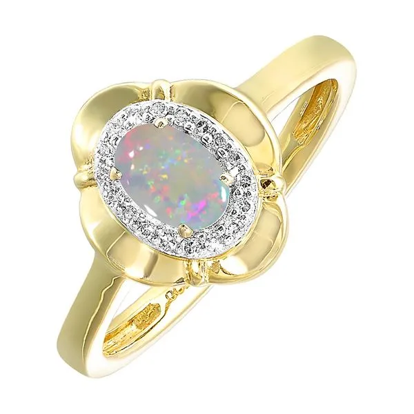 10Kt Yellow Gold Diamond 1/20Ctw & Opal 1/2Ctw Ring SIERRA MOON Auburn, CA