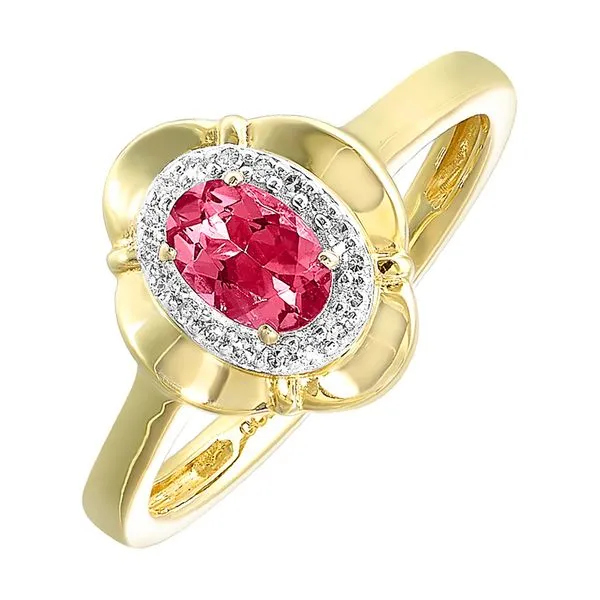 10Kt Yellow Gold Diamond 1/20Ctw & Ruby 1/2Ctw Ring Pfaff Jewelers Grandville, MI