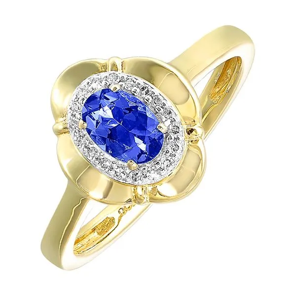 10Kt Yellow Gold Diamond 1/20Ctw & Sapphire 1/2Ctw Ring Rasmussen Jewelers Spanish Fork, UT