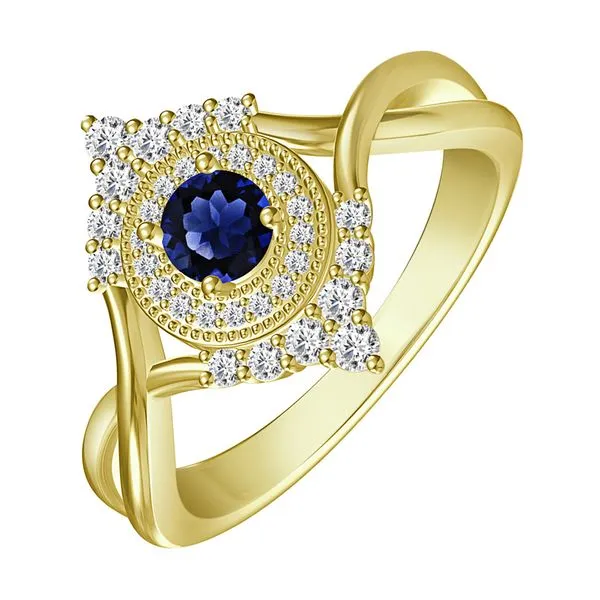 14Kt Yellow Gold Diamond 1/4Ctw & Sapphire 1/3Ctw Ring SIERRA MOON Auburn, CA