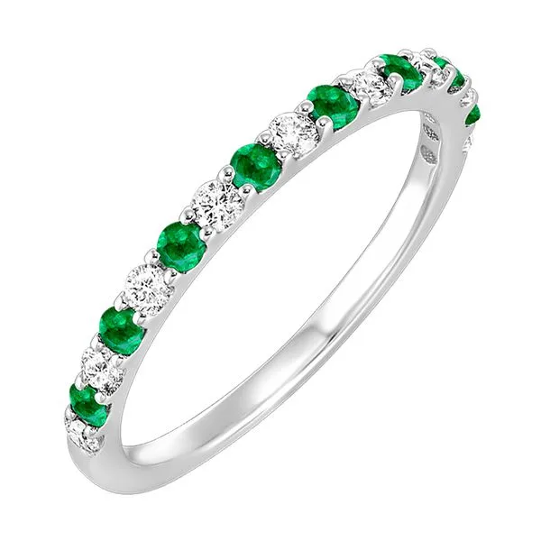 10Kt White Gold Diamond 1/5Ctw & Emerald 1/5Ctw Ring Pfaff Jewelers Grandville, MI