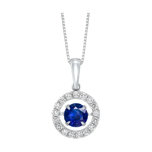 14Kt White Gold Diamond 1/4Ctw & Sapphire 1/2Ctw Pendant Rebel Diamonds New Hampton, IA