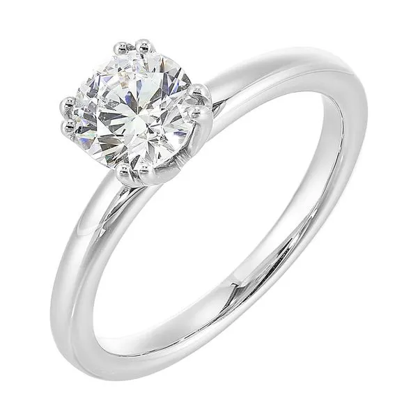 Chic and unique, this double prong setting solitare adds to the sleek, classic look to her style. Pfaff Jewelers Grandville, MI