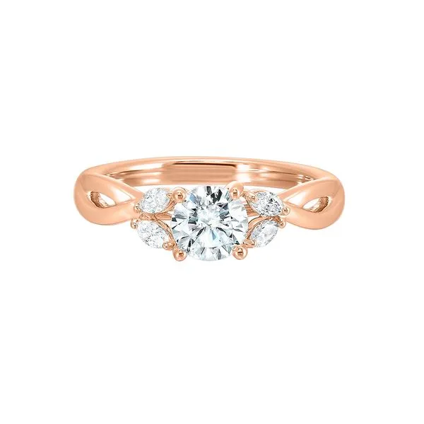 Gorgeous three stone twist engagement ring with added marquise on the shoulders highlights the center further. Image 2 SIERRA MOON Auburn, CA