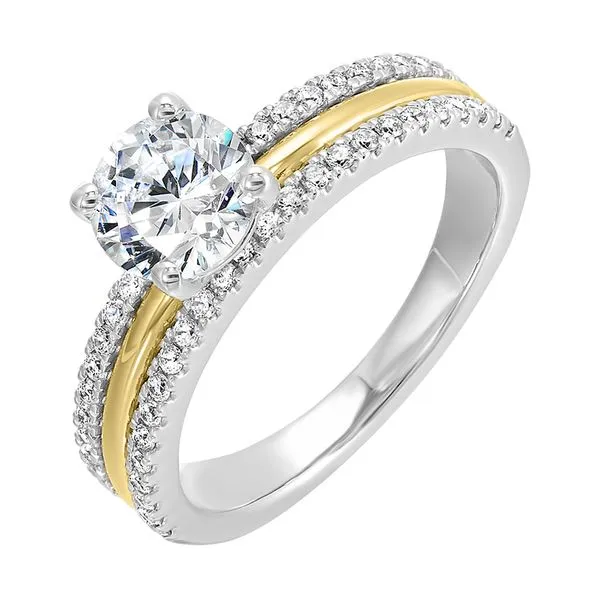 14Kt White Yellow Semi Mount 1/3Ctw For 1Ctw Round Center SIERRA MOON Auburn, CA