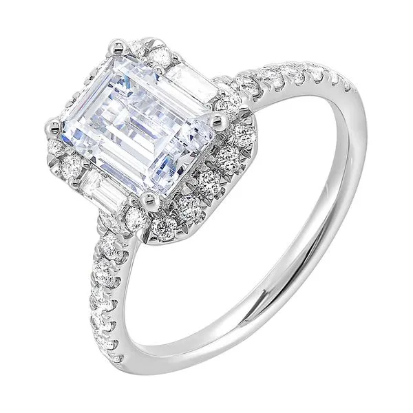 14Kt White Semi Mount 1/2Ctw For 1Ctw Emerald Cut Center Pfaff Jewelers Grandville, MI