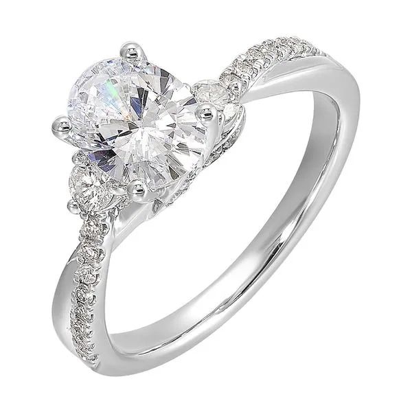 14Kt White Semi Mount 1/4Ctw For 1Ctw Oval Center Pfaff Jewelers Grandville, MI