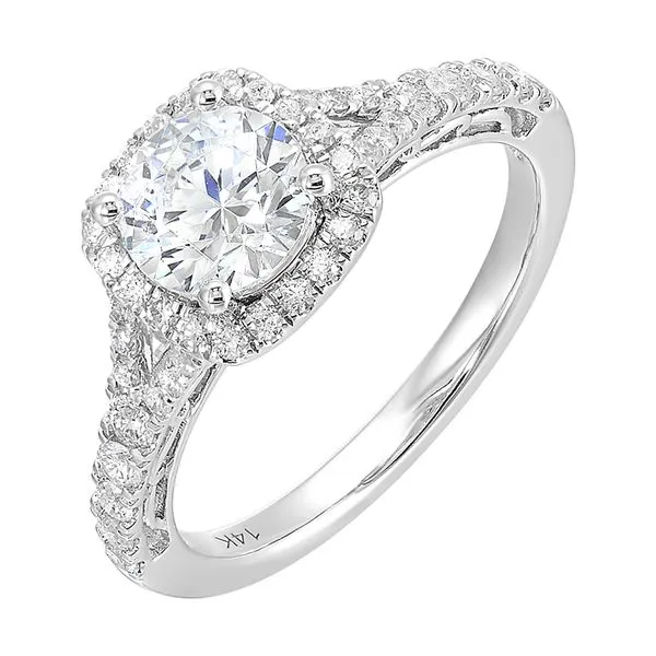 14Kt White Semi Mount 3/8Ctw For 1Ctw Round Center Rasmussen Jewelers Spanish Fork, UT