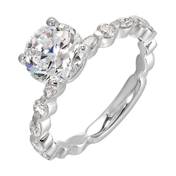 14Kt White Semi Mount 3/8Ctw For 1 1/2Ctw Round Center Valentine's Fine Jewelry Dallas, PA