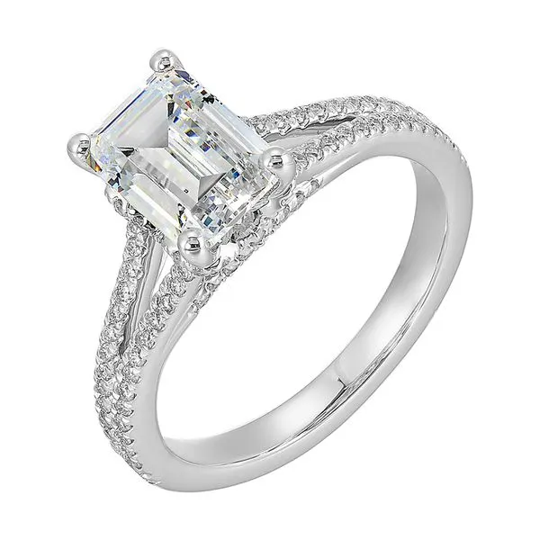 14Kt White Semi Mount 1/3Ctw For 2Ctw Emerald Cut Center Rasmussen Jewelers Spanish Fork, UT