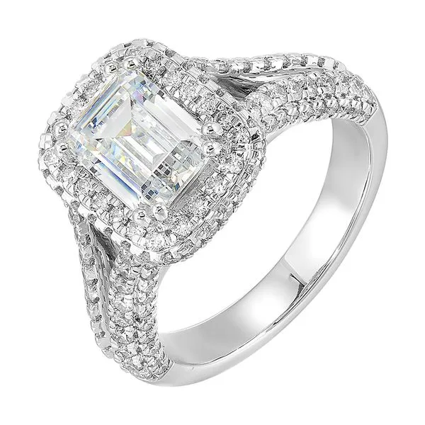 14Kt White Semi Mount 1 1/10Ctw For 2Ctw Emerald Cut Center Pfaff Jewelers Grandville, MI