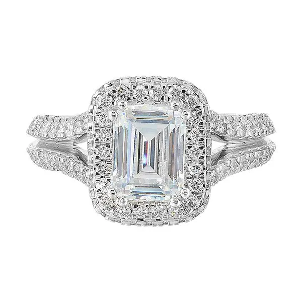 14Kt White Semi Mount 1 1/10Ctw For 2Ctw Emerald Cut Center Image 2 Pfaff Jewelers Grandville, MI