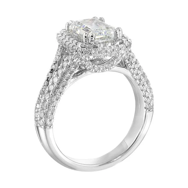 14Kt White Semi Mount 1 1/10Ctw For 2Ctw Emerald Cut Center Image 3 Valentine's Fine Jewelry Dallas, PA