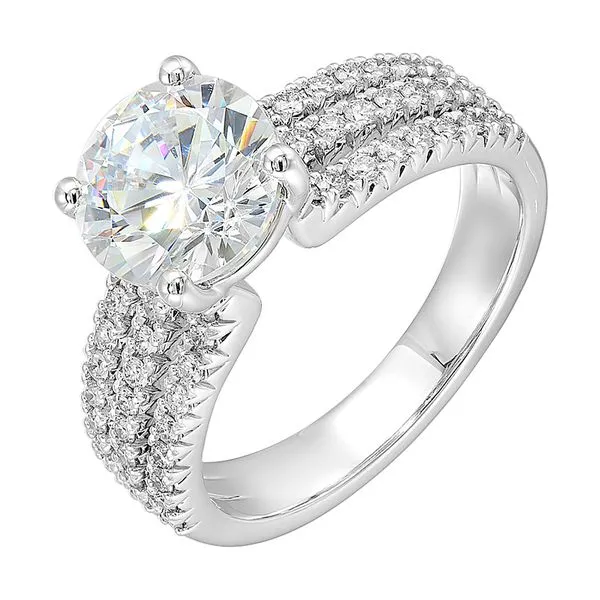 14Kt White Semi Mount 3/8Ctw For 2Ctw Round Center Valentine's Fine Jewelry Dallas, PA