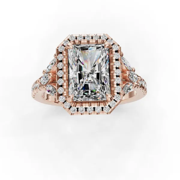 14K Rose Gold Radiant Engagement Ring Setting Image 4 SVS Fine Jewelry Oceanside, NY