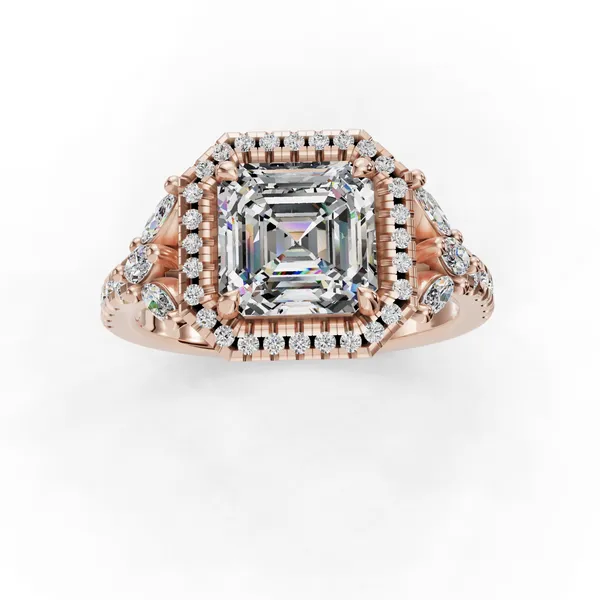 14K Rose Gold Asscher Engagement Ring Setting Image 4 SVS Fine Jewelry Oceanside, NY