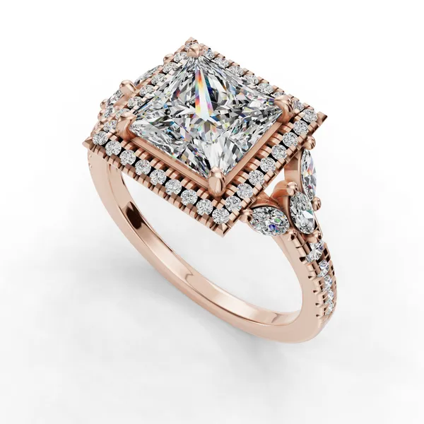 14K Rose Gold Princess Engagement Ring Setting SVS Fine Jewelry Oceanside, NY
