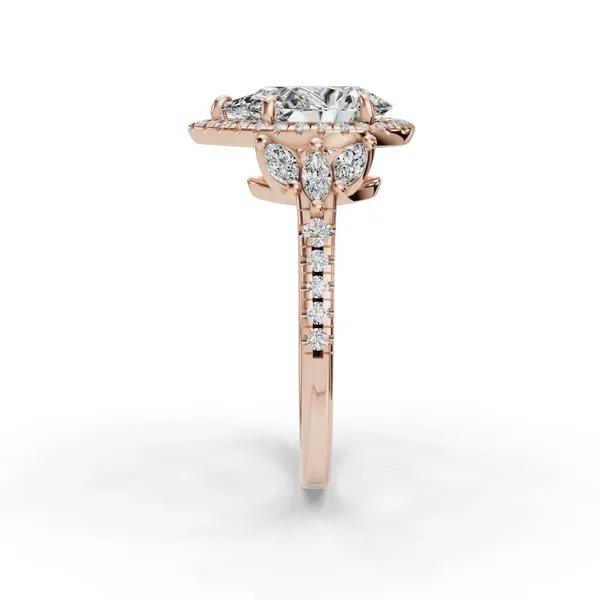 14K Rose Gold Pear Engagement Ring Setting Image 3 SVS Fine Jewelry Oceanside, NY