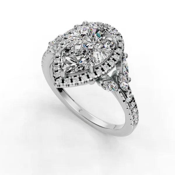 14K White Gold Pear Engagement Ring Setting SVS Fine Jewelry Oceanside, NY