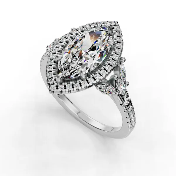 14K White Gold Marquise Engagement Ring Setting SVS Fine Jewelry Oceanside, NY