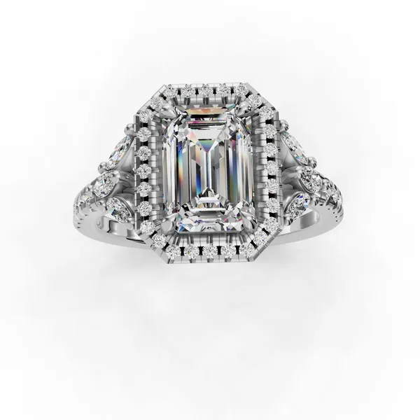 14K White Gold Emerald Engagement Ring Setting Image 4 SVS Fine Jewelry Oceanside, NY