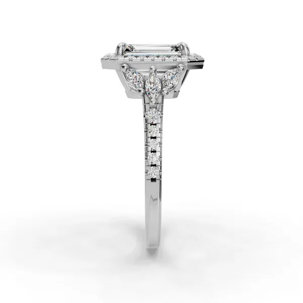 14K White Gold Emerald Engagement Ring Setting Image 3 SVS Fine Jewelry Oceanside, NY