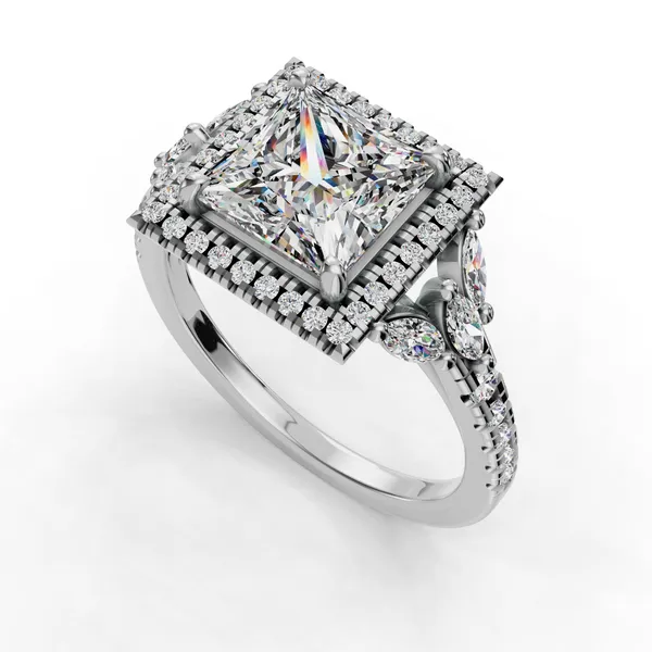 14K White Gold Princess Engagement Ring Setting SVS Fine Jewelry Oceanside, NY