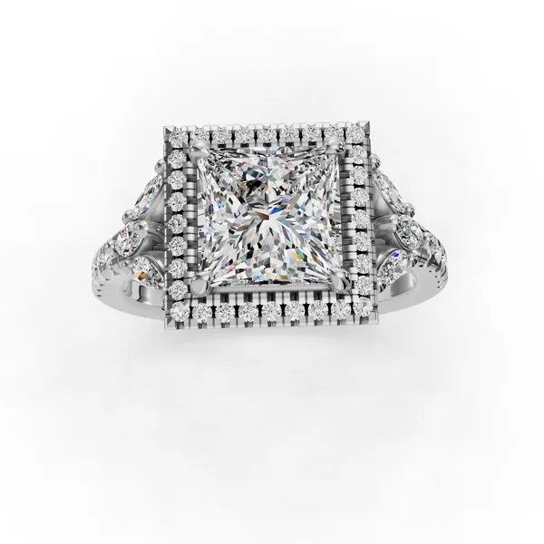 14K White Gold Princess Engagement Ring Setting Image 4 SVS Fine Jewelry Oceanside, NY