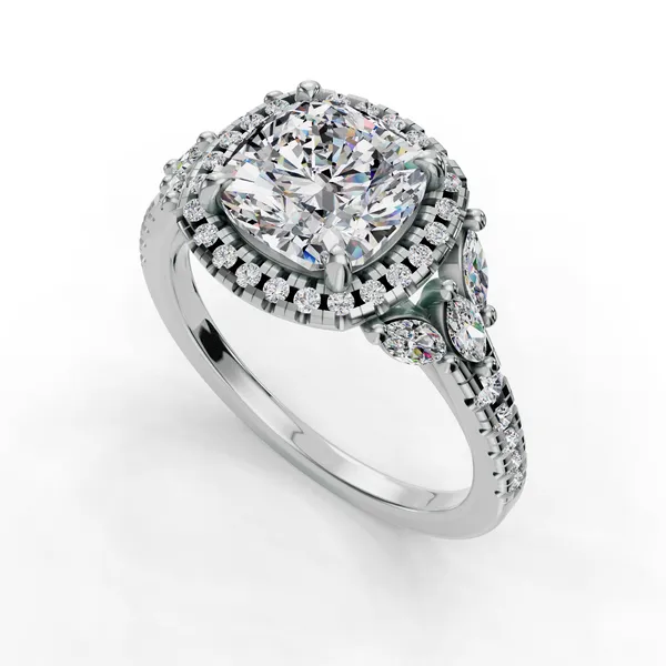 14K White Gold Cushion Engagement Ring Setting SVS Fine Jewelry Oceanside, NY